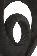 Sculptural Wooden Ornament in Matte Black Finish, 40x14x60 cm