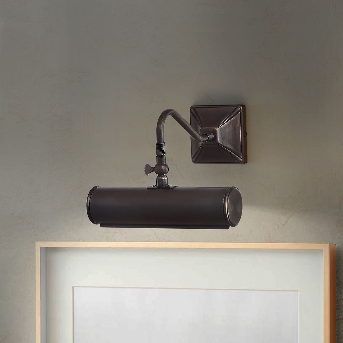 Sophisticated Compact Dark Bronze Wall-Mounted Picture Light, 19cm