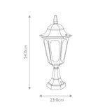 Elegant Black Die-Cast Aluminium Pedestal Lantern