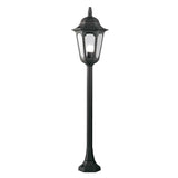 Black Die-Cast Aluminium Pillar Lantern with Clear Glass Panels