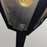 Black Die-Cast Aluminium Pillar Lantern with Clear Glass Panels
