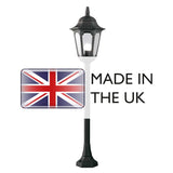 Black Die-Cast Aluminium Pillar Lantern with Clear Glass Panels