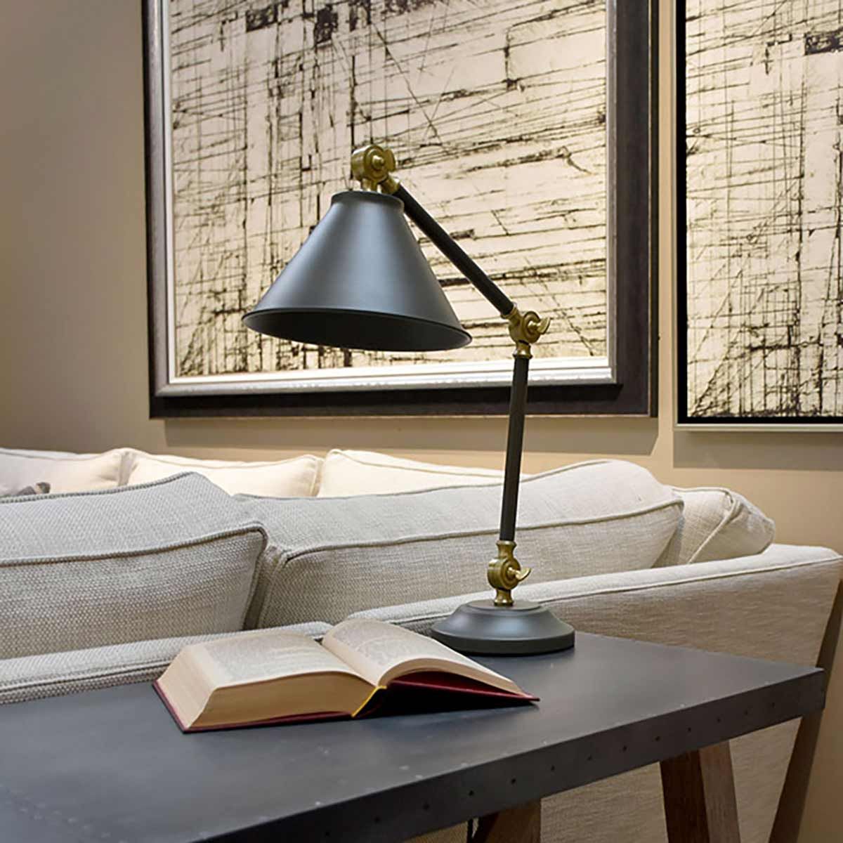 Provence Charm Mini Table Lamp in Dark Grey and Aged Brass