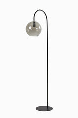 Elegant Floor Lamp with Matt Black Frame and Smoked Glass Elements, 45x28x158 cm