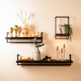 Maddison Matte Black Wooden Wall Shelf 60x15x30 cm