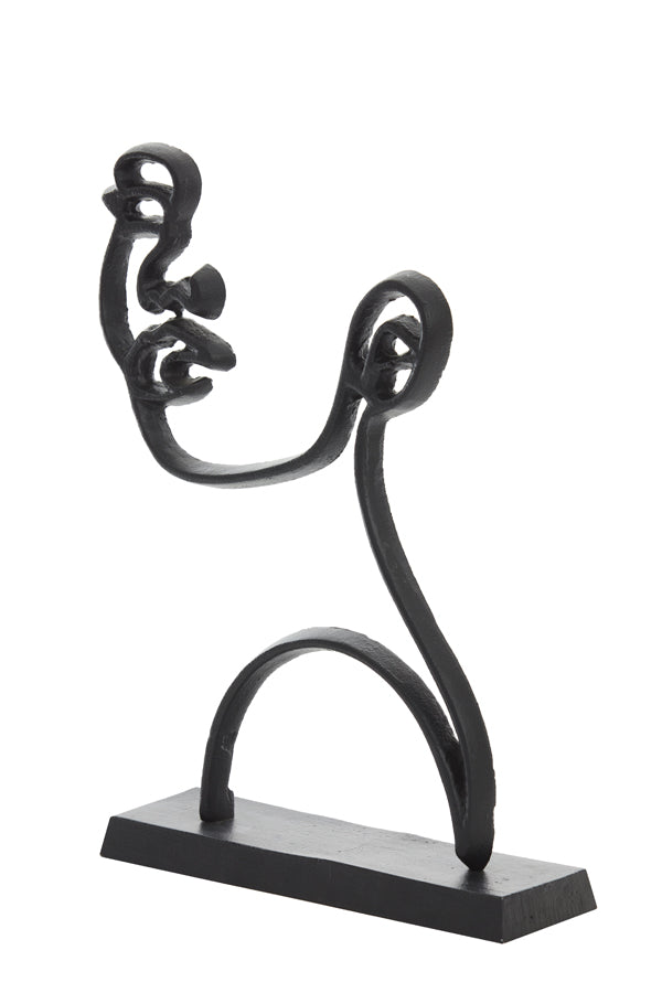 Black Matt Face Sculpture on Stand 33x8x48 cm