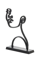 Black Matt Face Sculpture on Stand 33x8x48 cm