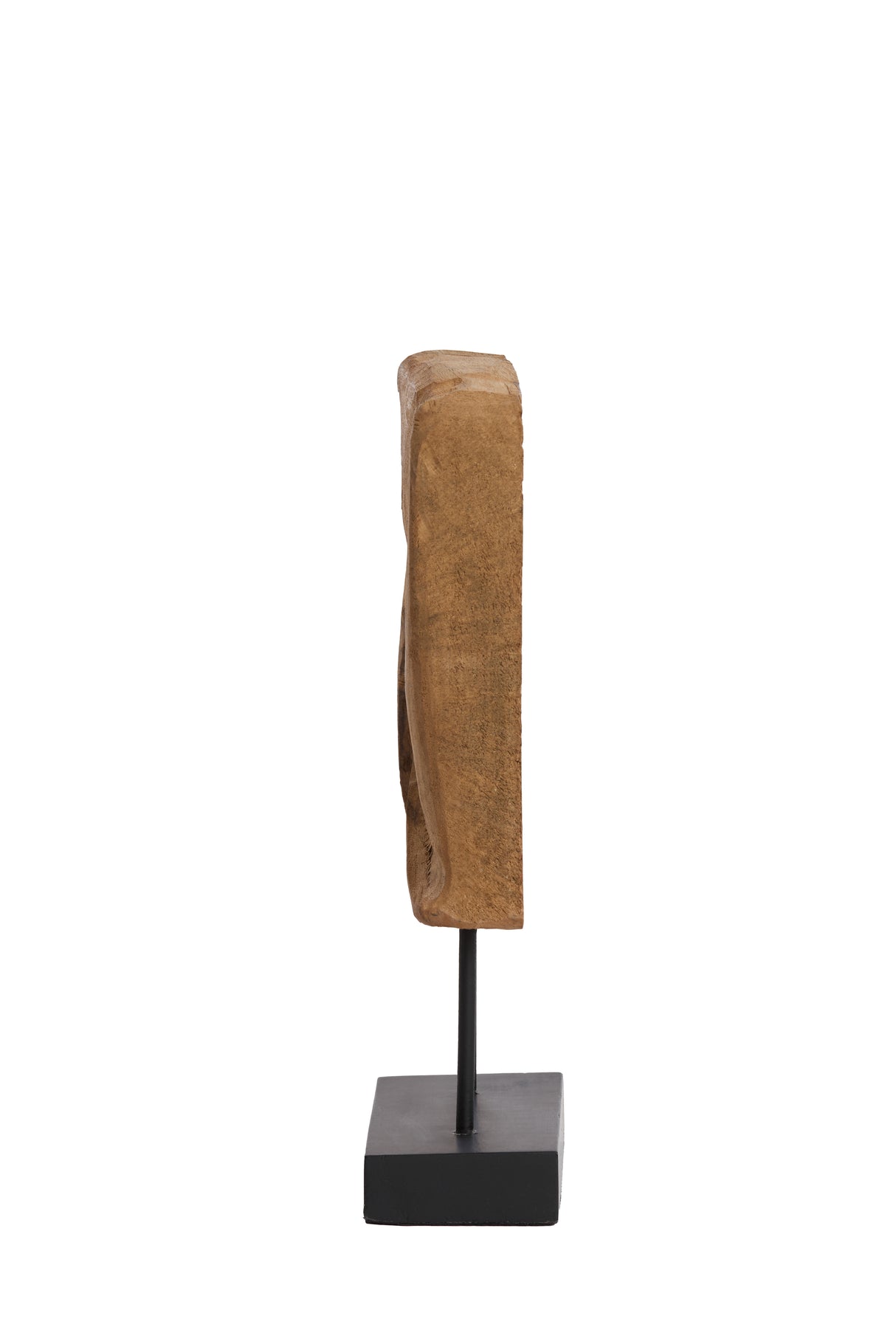 Elegant Wooden Ornament with Base - Natural & Black Finish, 26x9x38.5 cm
