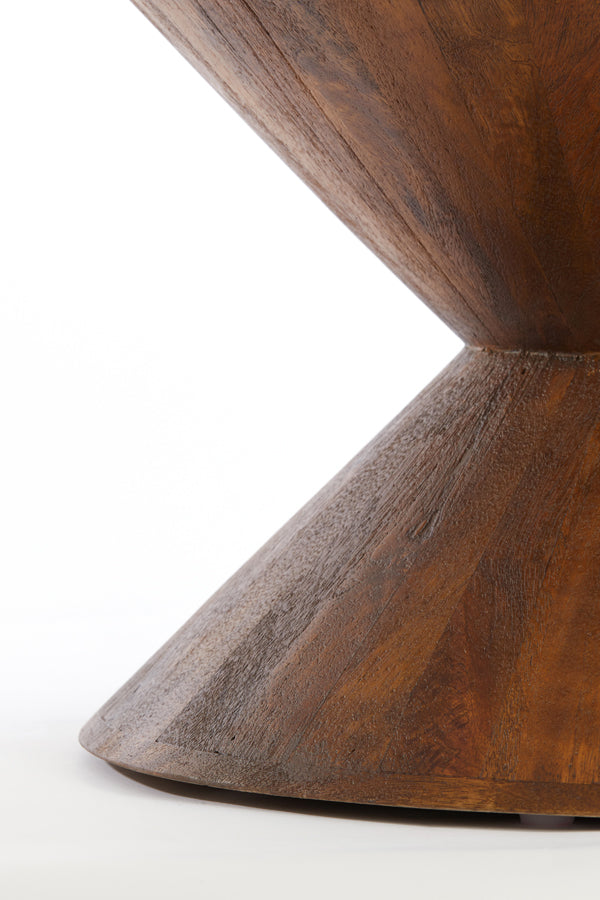 Round Mango Wood Side Table 45x60 cm in Brown Finish