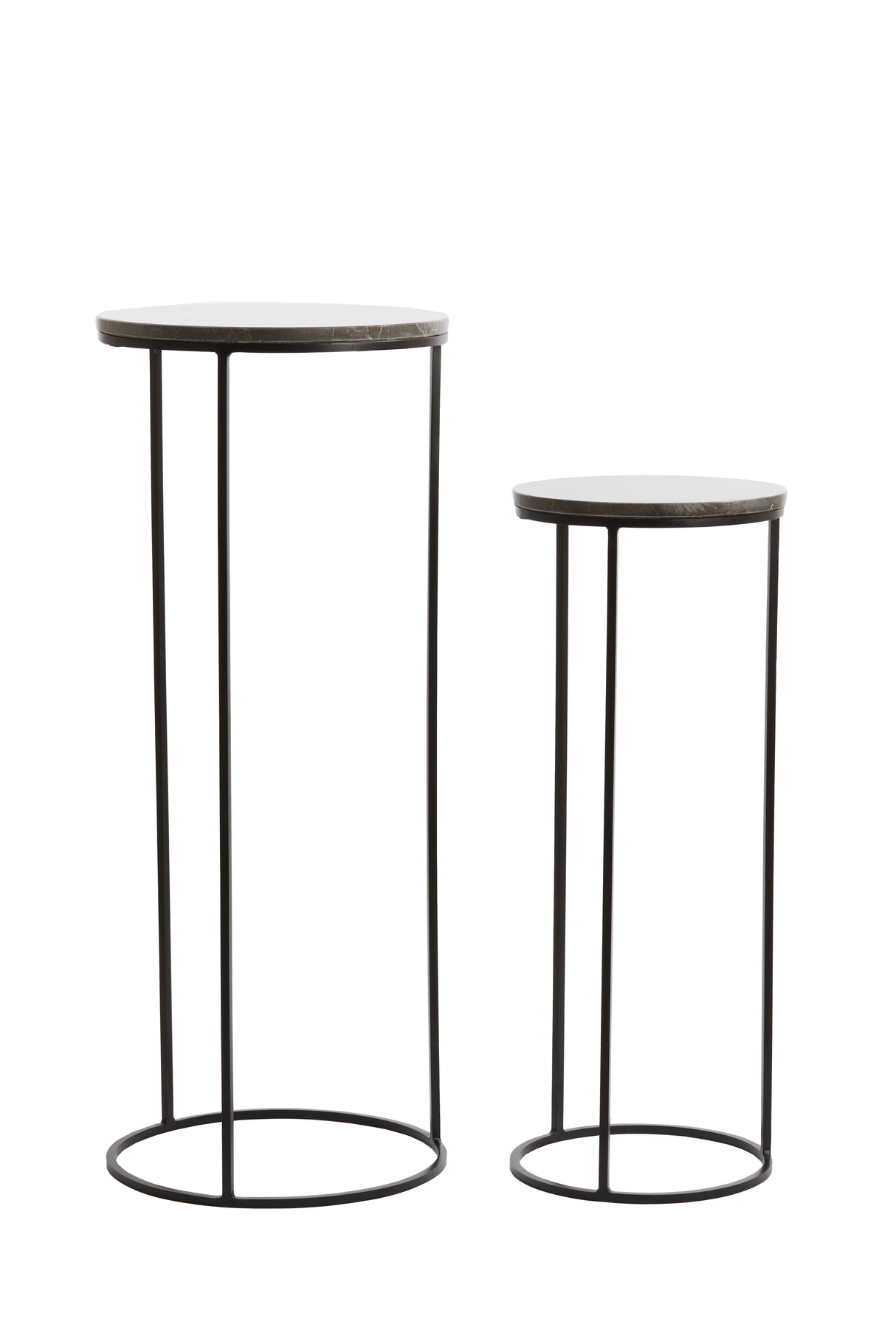 Elegant Laica Marble Pillar Set: Brown and Black, 32x32x81 cm & 41x41x101 cm