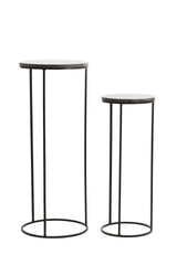 Elegant Laica Marble Pillar Set: Brown and Black, 32x32x81 cm & 41x41x101 cm