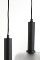 Suspended Trio Pendant Light with Black Frame and Smoked Glass Globes