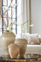 Taupe Ceramic Sangku Vase - 28x27.5x31.5 cm Decorative Piece