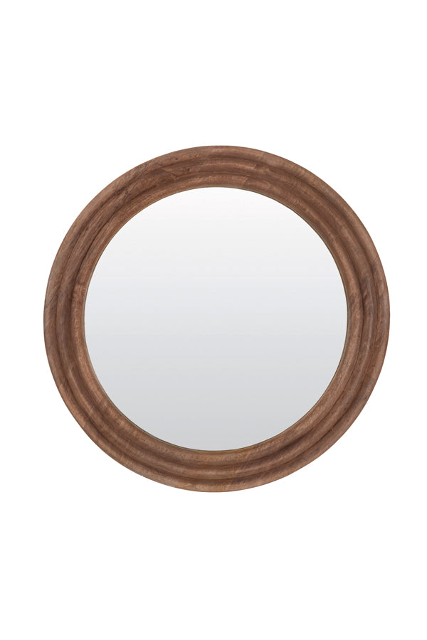 Round Florion Brown Wooden Mirror - 100 cm Diameter