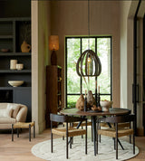 Delmar Dark Brown Wood Chair with Seagrass Accents - 60.5x57x76.5 cm