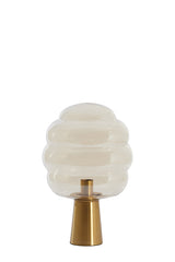 Artisan Amber Mist Glass Table Lamp with Gold Accents