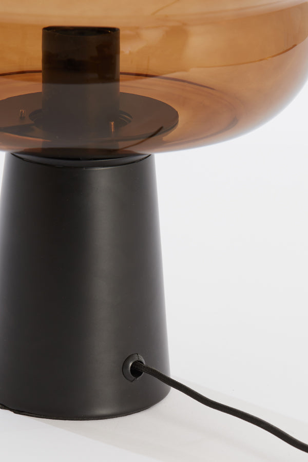 Elegant Misty Glass Table Lamp - 30cm x 46cm in Brown & Matte Black