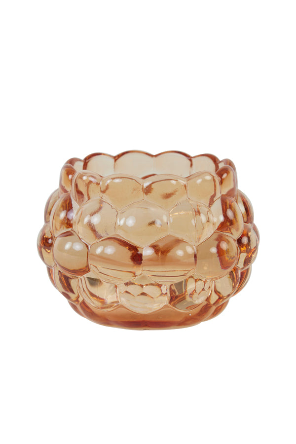 Havana Peach Glass Tealight Holder Ø12.5x8.5 cm