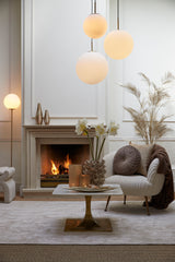 Antique Bronze and Matte White Glass Floor Lamp, 25x156 cm - Medina Design