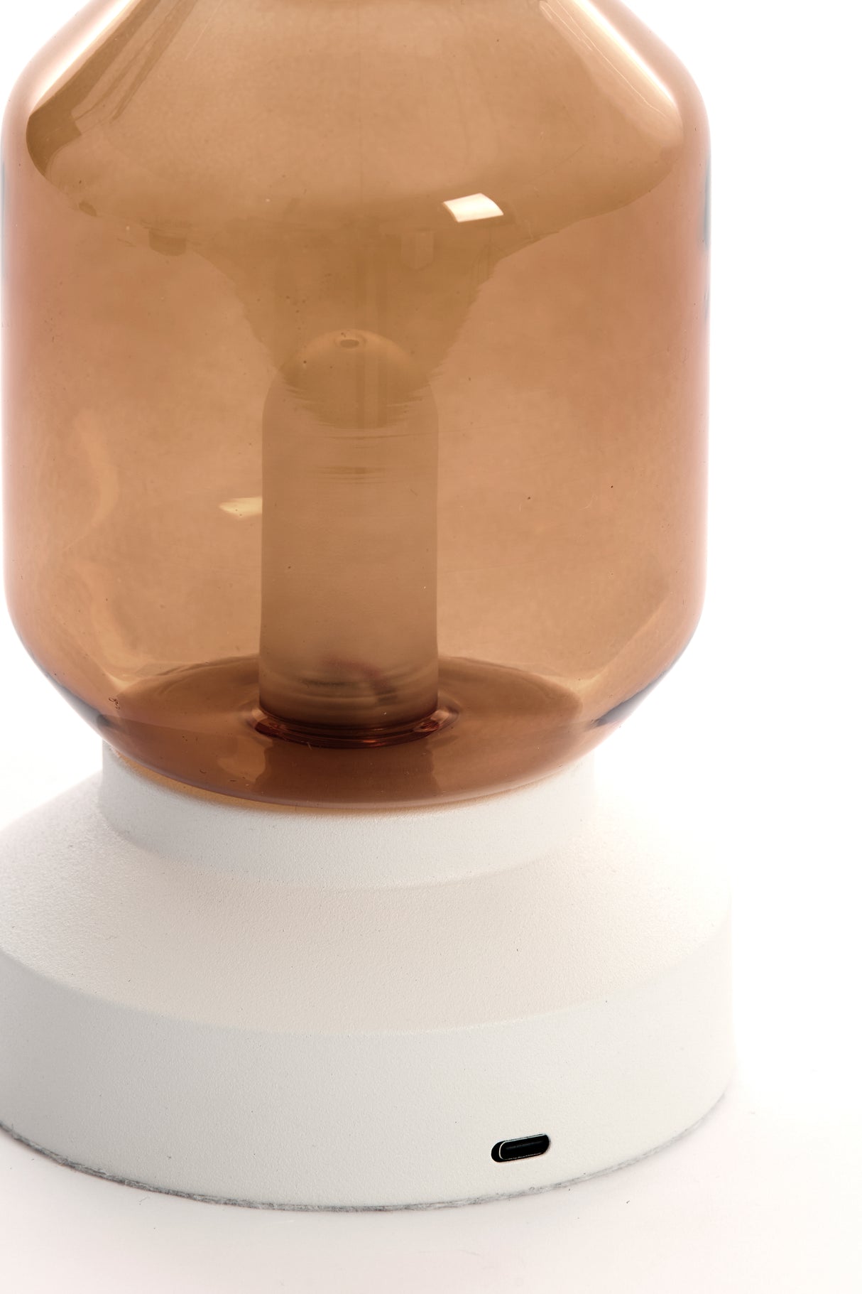 Opal Glass LED Table Lamp Ø11x19 cm - Brown and Cream Elegance