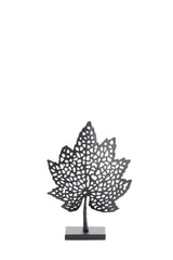Black Leaf Sculpture on Stand 22x8x30 cm