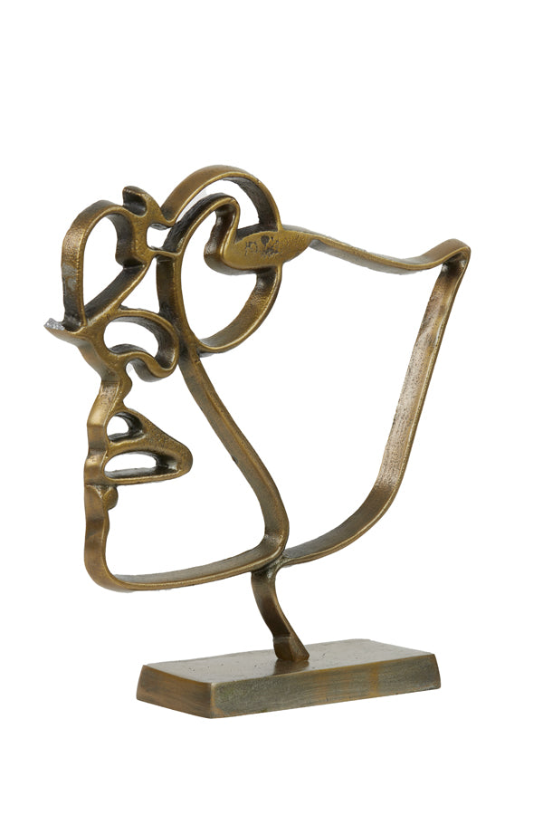 Antique Bronze Face Sculpture on Stand 34x8x35 cm