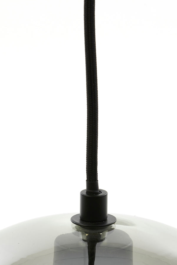 Contemporary 10-Light Pendant in Matte Black with Smoked Glass Orbs