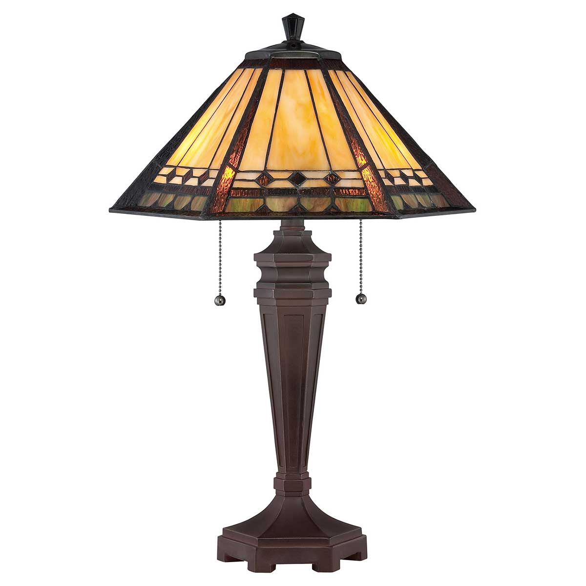 Arden Tiffany Bronze Patina Stained Glass Table Lamp