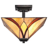 Asheville Tiffany-Inspired Semi-Flush Ceiling Light in Valiant Bronze