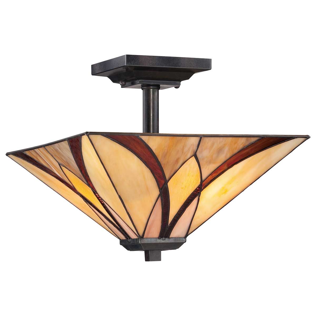 Asheville Tiffany-Inspired Semi-Flush Ceiling Light in Valiant Bronze