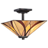 Asheville Tiffany-Inspired Semi-Flush Ceiling Light in Valiant Bronze