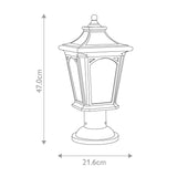 Elegant Mystic Black Outdoor Pedestal Lantern with Tiffany Glass