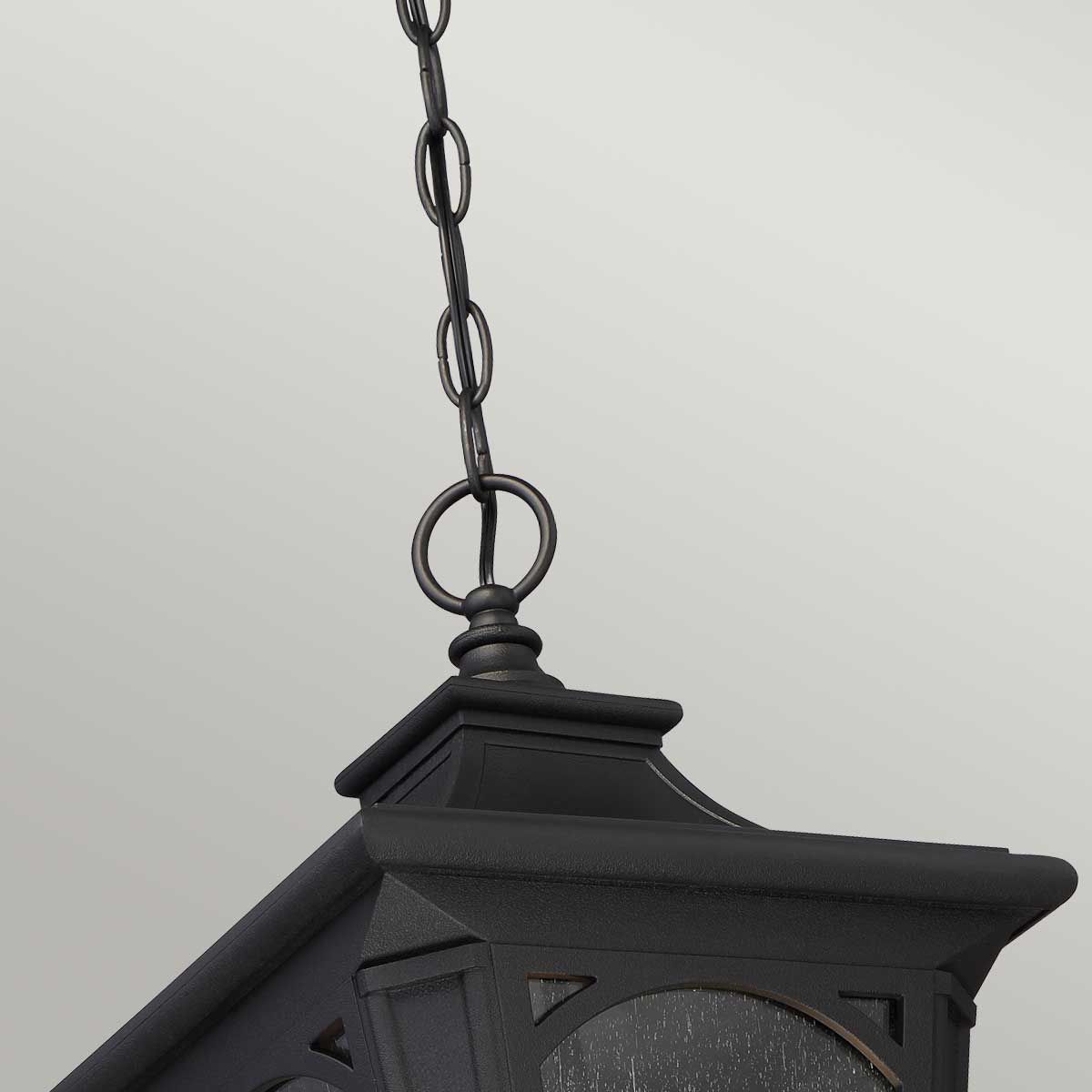 Bedford Mystic Black Outdoor Chain Lantern with Tiffany Glass