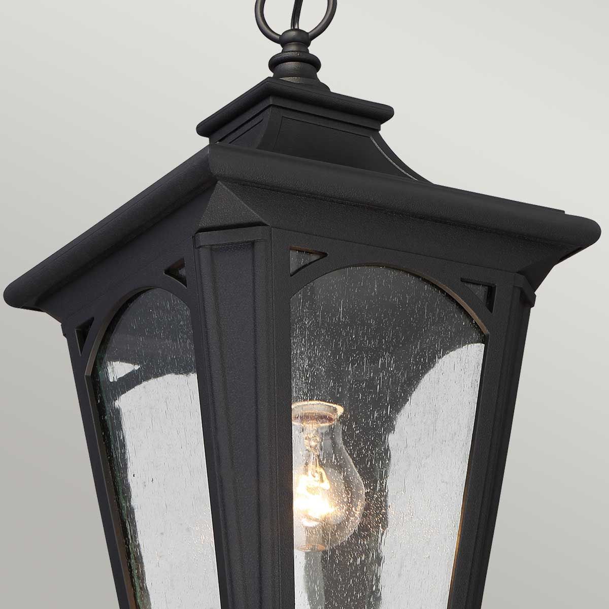 Bedford Mystic Black Outdoor Chain Lantern with Tiffany Glass