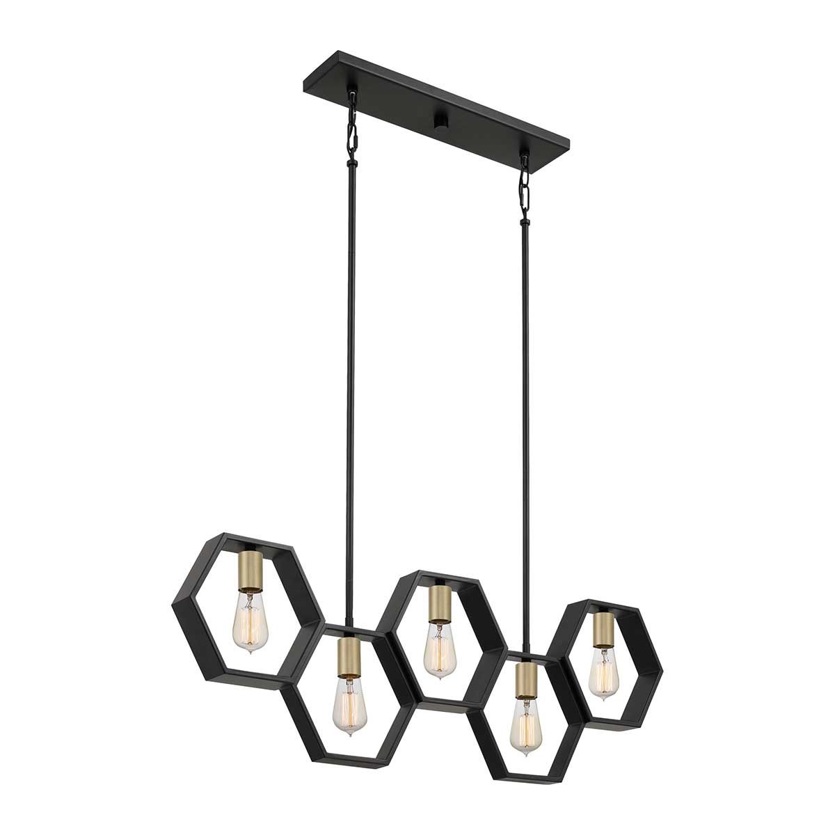 Bismarck Modern Geometric 5-Light Linear Chandelier