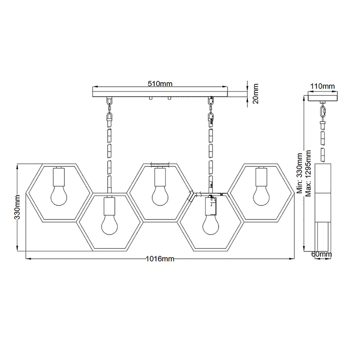 Bismarck Modern Geometric 5-Light Linear Chandelier