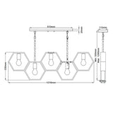 Bismarck Modern Geometric 5-Light Linear Chandelier