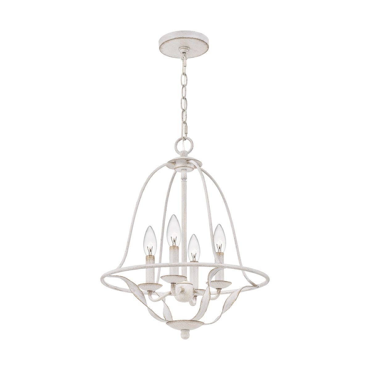 Bradbury Elegant Antique White Steel Pendant with Four Lights