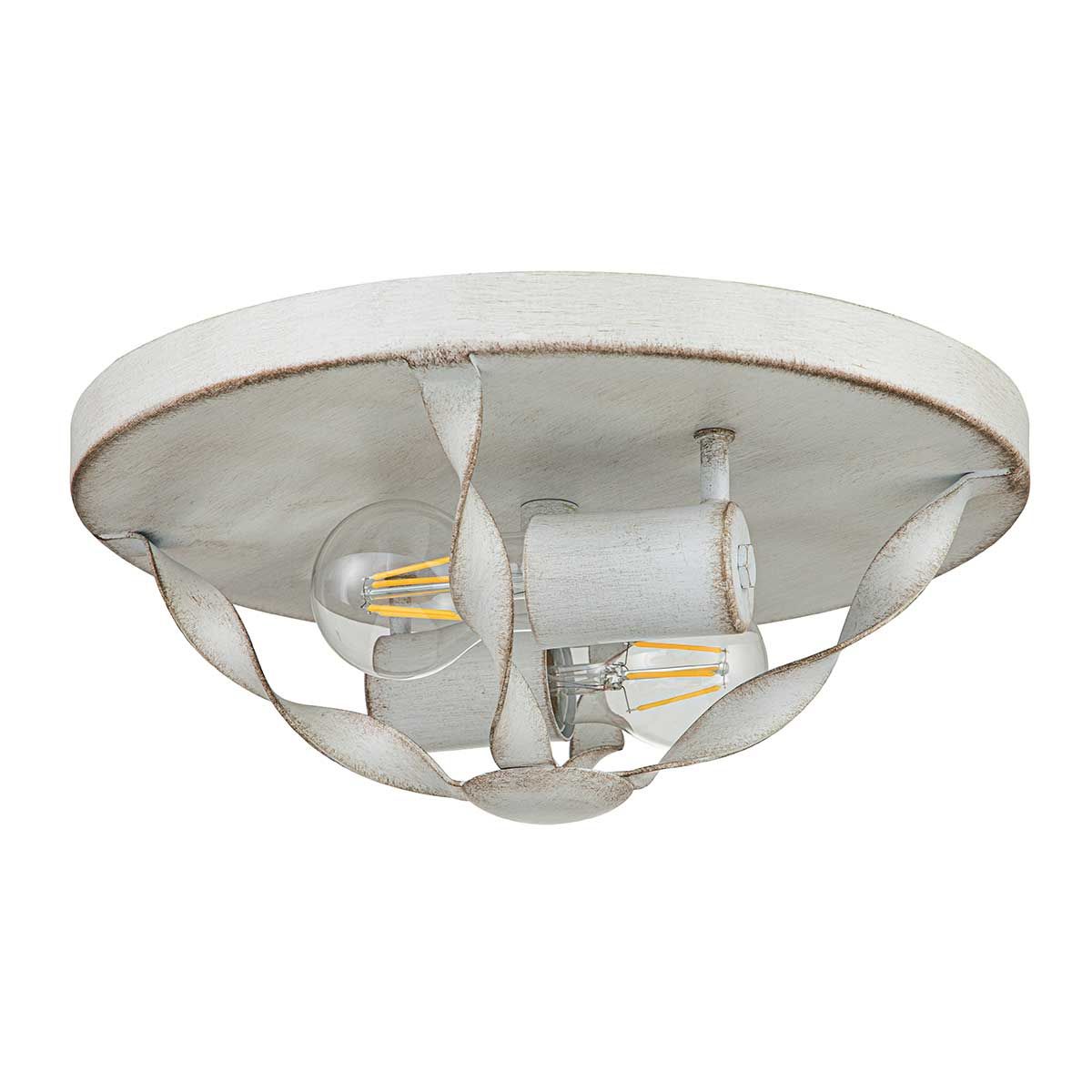 Bradbury Antique White 2-Light Steel Flush Mount Ceiling Fixture