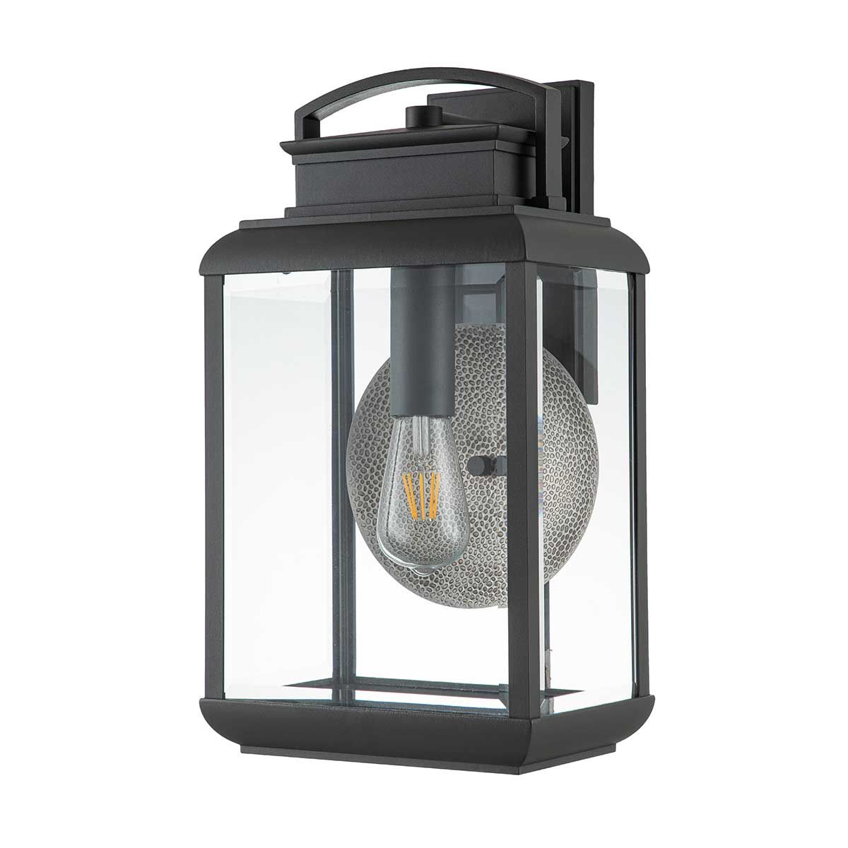 Byron Large Graphite Wall Lantern with Pewter Reflector