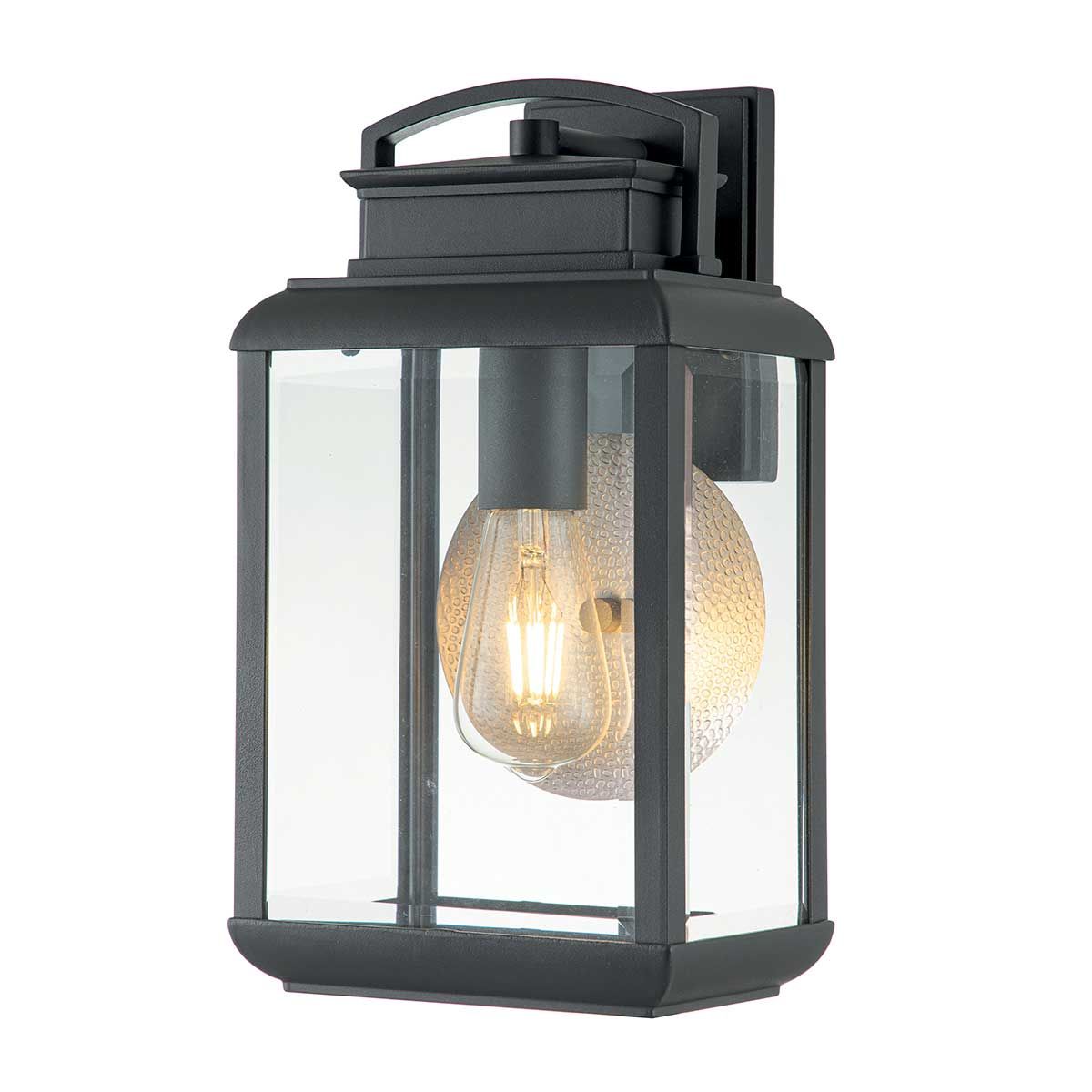 Byron Medium Graphite Wall Lantern with Pewter Reflector