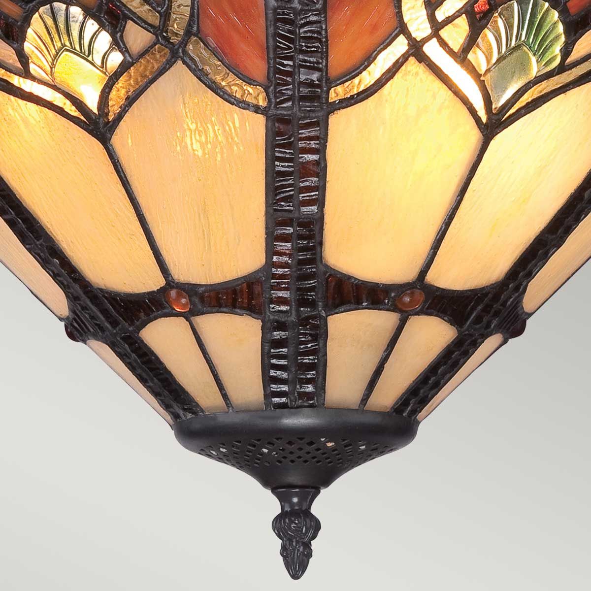 Cambridge Vintage Bronze 2-Light Tiffany Glass Semi-Flush Mount Fixture