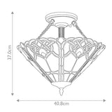 Cambridge Vintage Bronze 2-Light Tiffany Glass Semi-Flush Mount Fixture