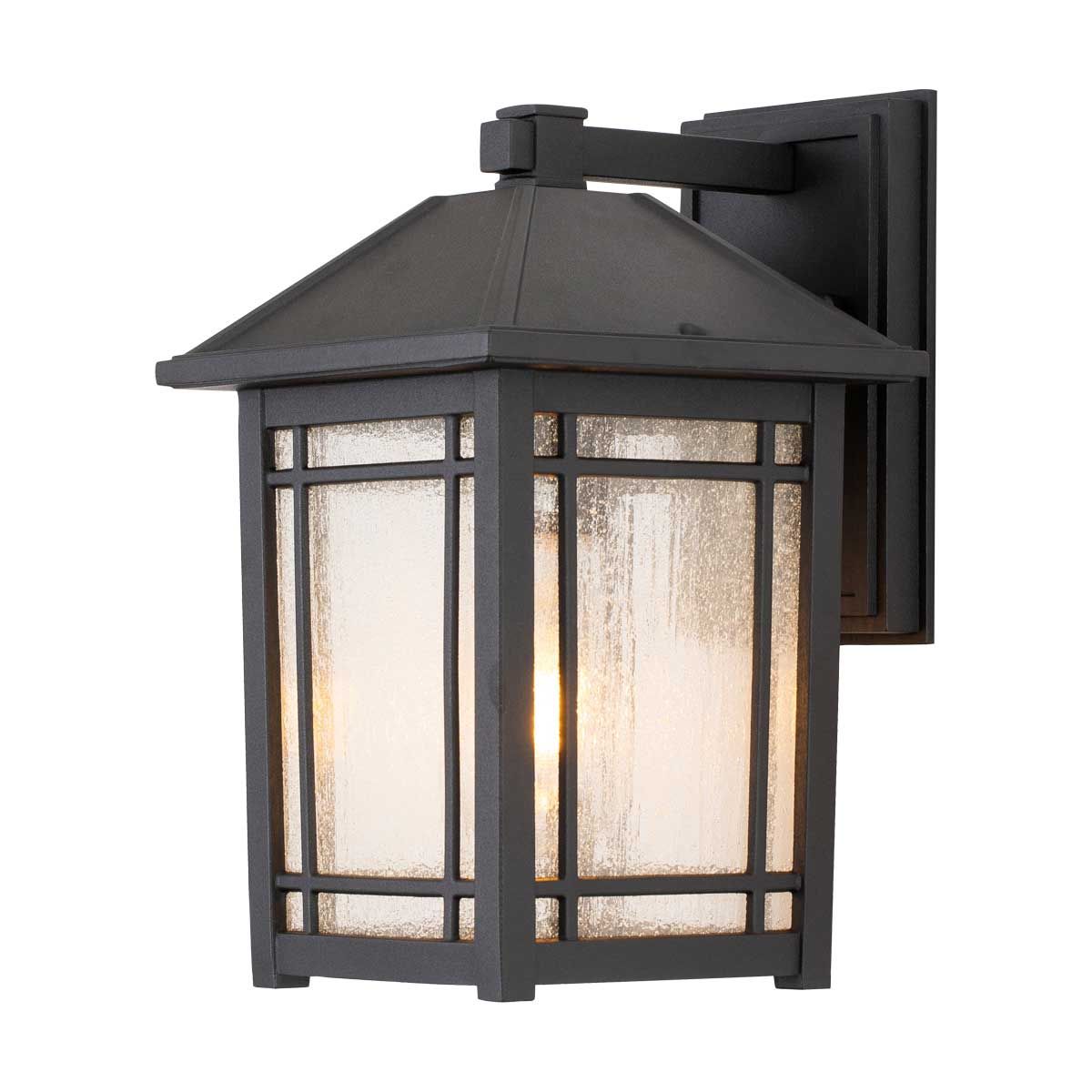 Cedar Point Black Exterior Wall Lantern with Clear Seeded Glass