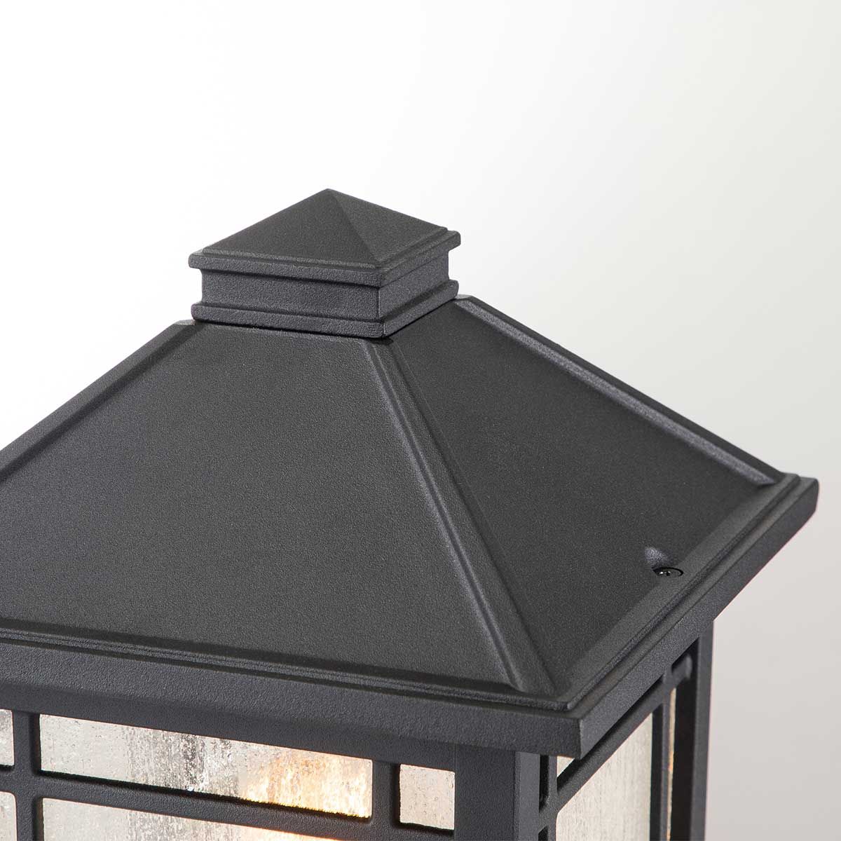 Cedar Point Modern Black Outdoor Pedestal Light with Seeded Glass