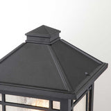 Cedar Point Modern Black Outdoor Pedestal Light with Seeded Glass