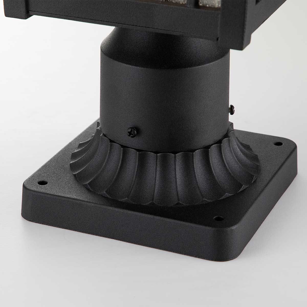 Cedar Point Modern Black Outdoor Pedestal Light with Seeded Glass