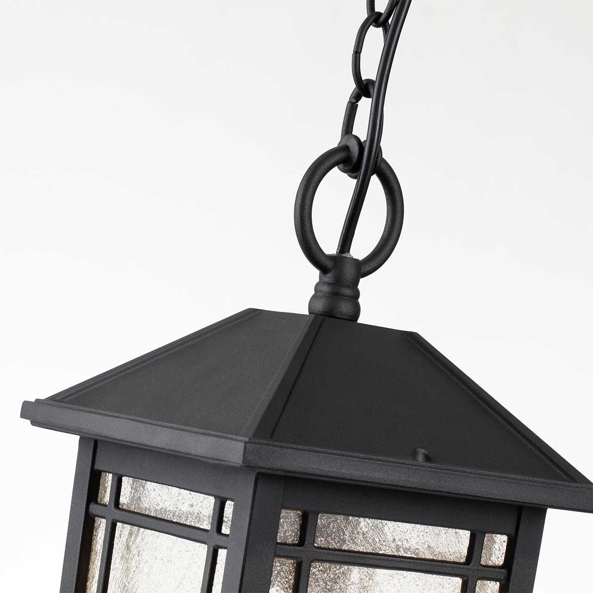 Rustic Black Cedar Lantern with Seeded Glass