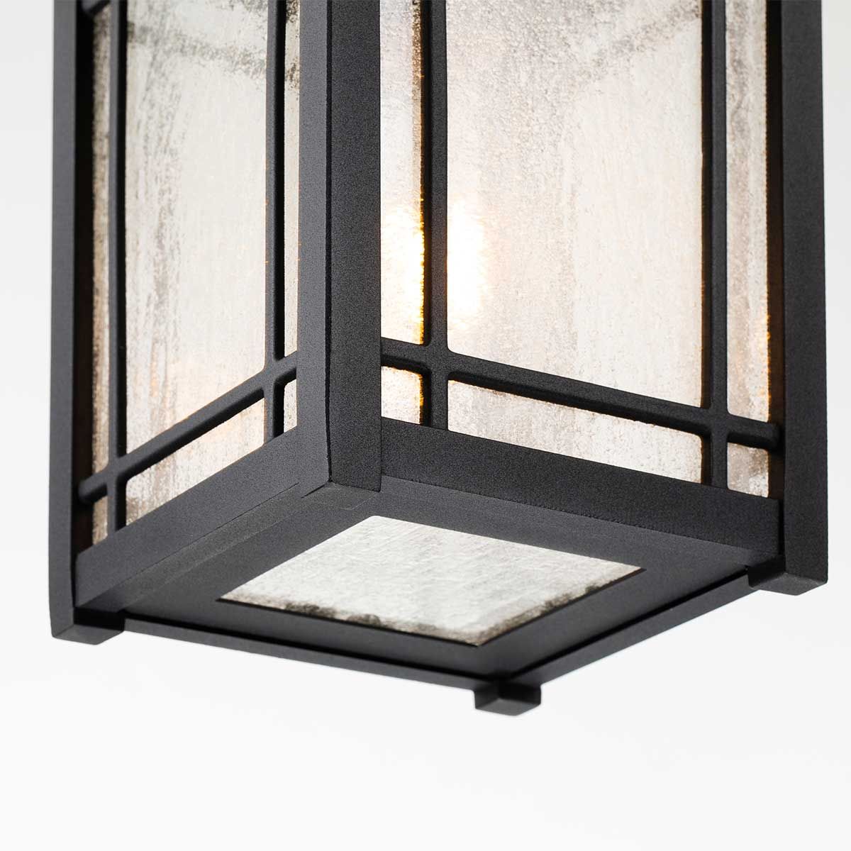 Rustic Black Cedar Lantern with Seeded Glass