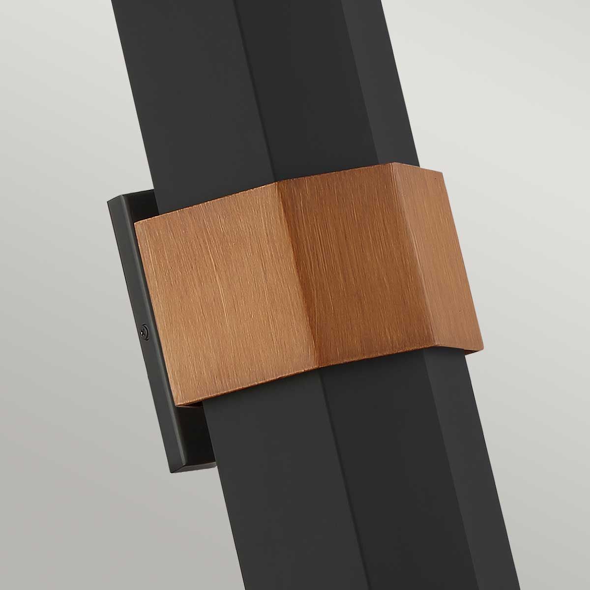 Contemporary Chasm LED Outdoor Wall Lantern - Matte Black with Wood Accent